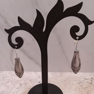 Floral Embossed Silver Tone Earrings